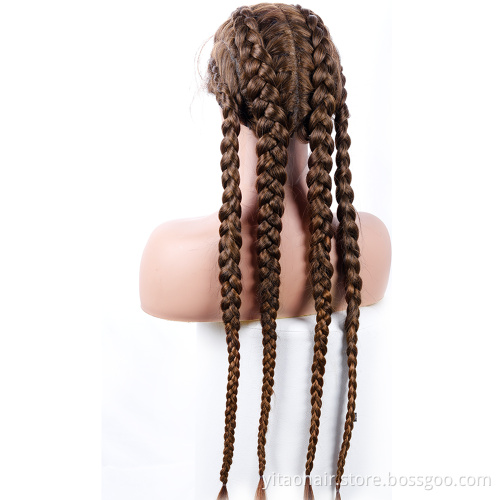 FZY Synthetic Hair Wig Glueless Braided Lace Wigs 99J Brown Vendor Africa Double Braid Lace Wigs for Black Women Perruque Tresse